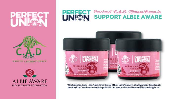 C.A.D. Mimosa Cream Perfect Union Albie Aware Breast Awareness Foundation October 2022 Donation of Proceeds