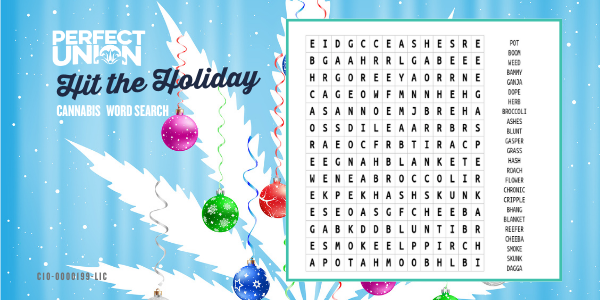 Hit the Holiday Perfect Union Cannabis Word Search download and put your dope word search skills to the test