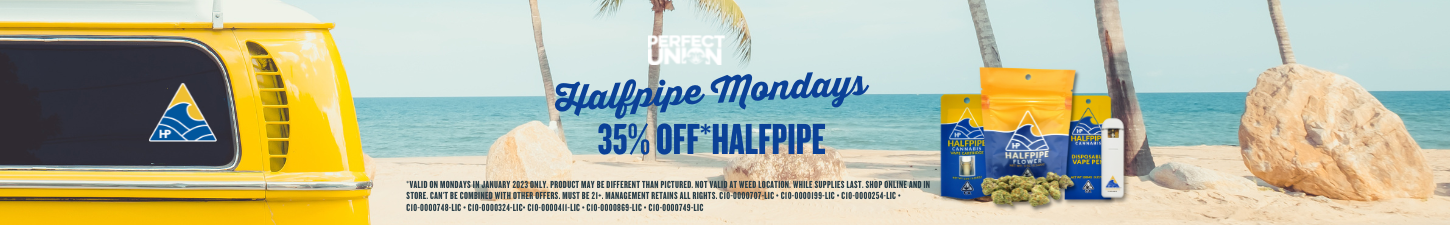 Halfpipe 35% Off at Perfect Union on participating Mondays and stores in January 2023