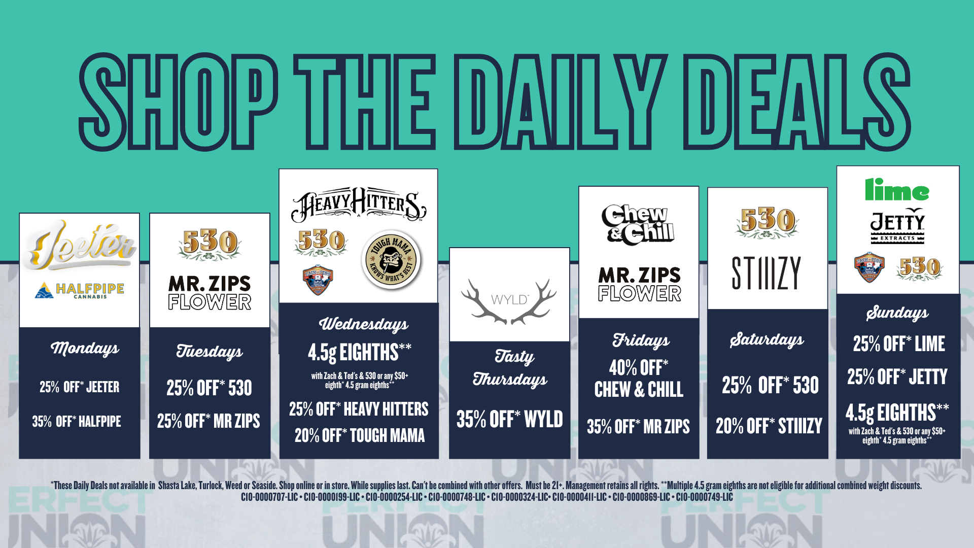 Perfect Union Daily Deals March 2023 Must Be 21+ Restrictions Apply
