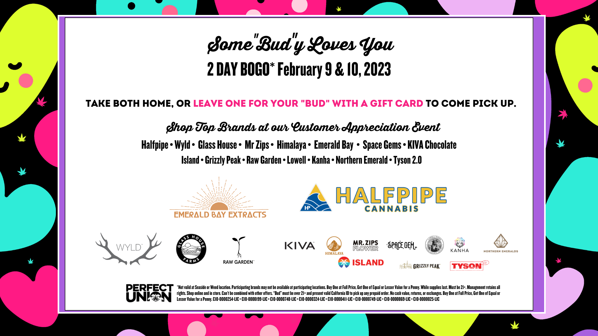 Somebudy loves you perfect union february 9 and 10, 2023 customer appreciation event