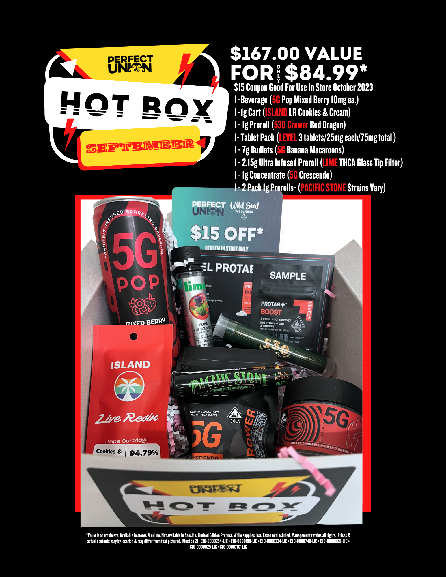 The September Hot Box from Perfect Union features multiple top cannabis brands in California.
