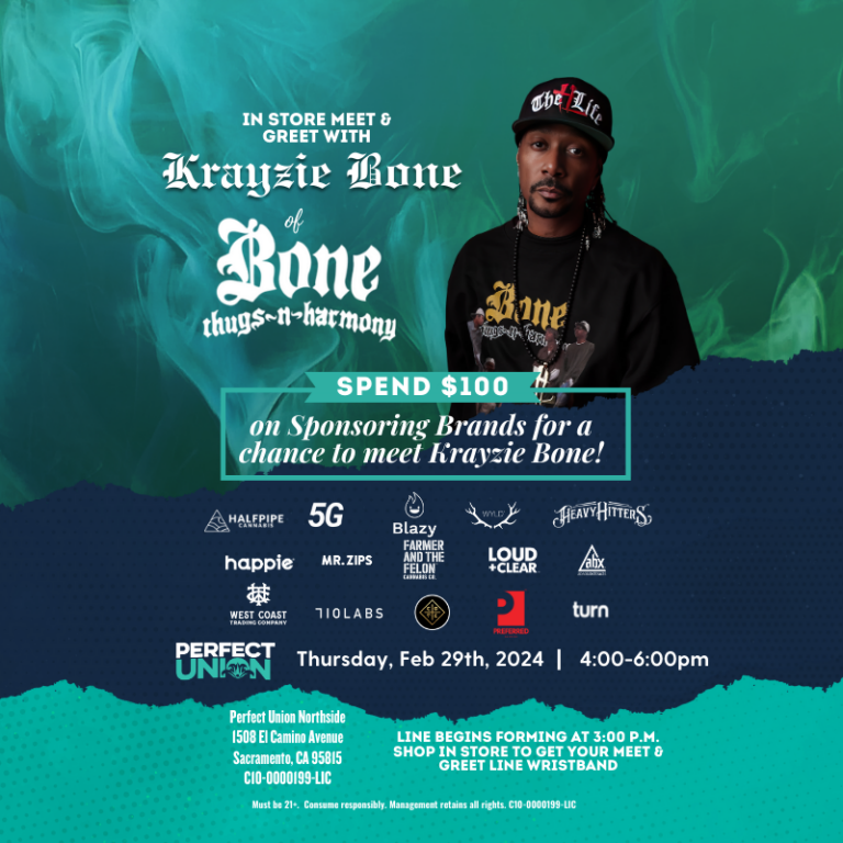 Krayzie Bone meet and greet at Perfect Union Northside weed dispensary on February 29, 2024 4pm to 6pm