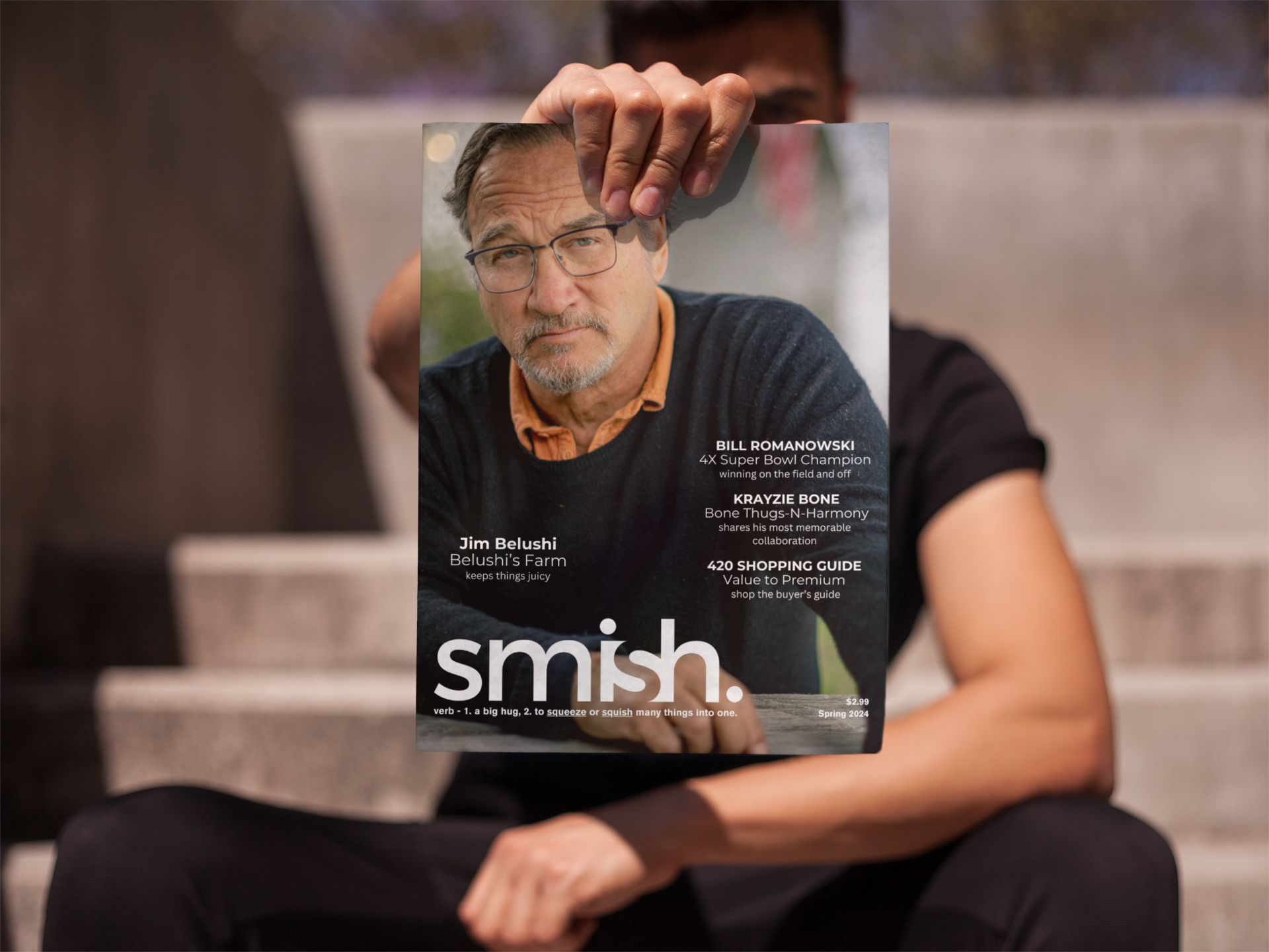 smish. magazine spring 2024 featuring Jim Belushi on the cover