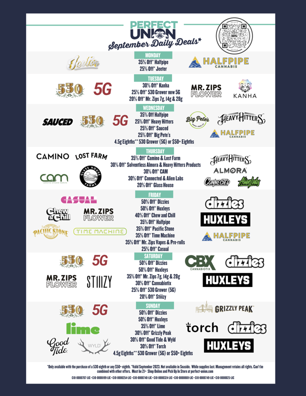 September 2023 Daily Deals at Perfect Union